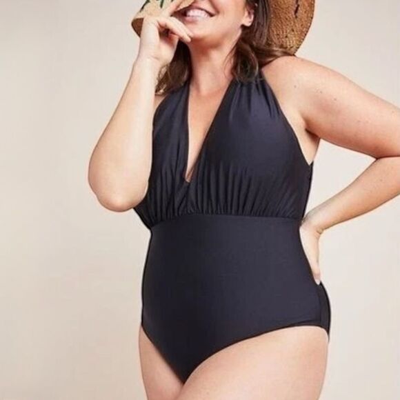 Anthropologie Zinnia Plunge Black Swimsuit size XL - Picture 2 of 13